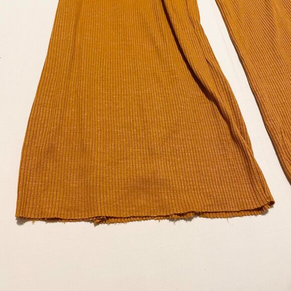 Zara Mustard Drawstring Wide Leg Trousers Womens Size Large - Picture 8 of 13